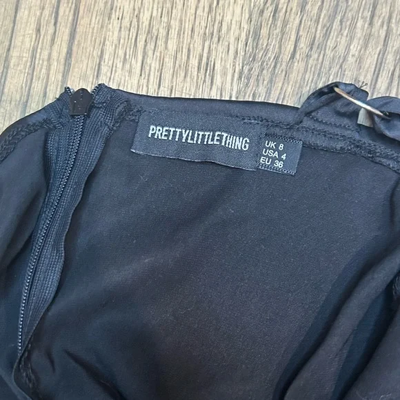 PRETTYLITTLETHING Black Diamante Strap V Bar Bodysuit - Picture 5 of 6